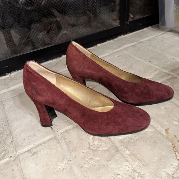 Yves Saint Laurent Burgundy Wine Suede Leather Pumps Size 6 Italy EUC - Picture 6 of 8